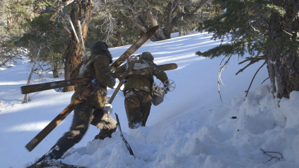 VORKUTA - LANA AND ANDREY RACING UPHILL TO FREEDOM carrying skis